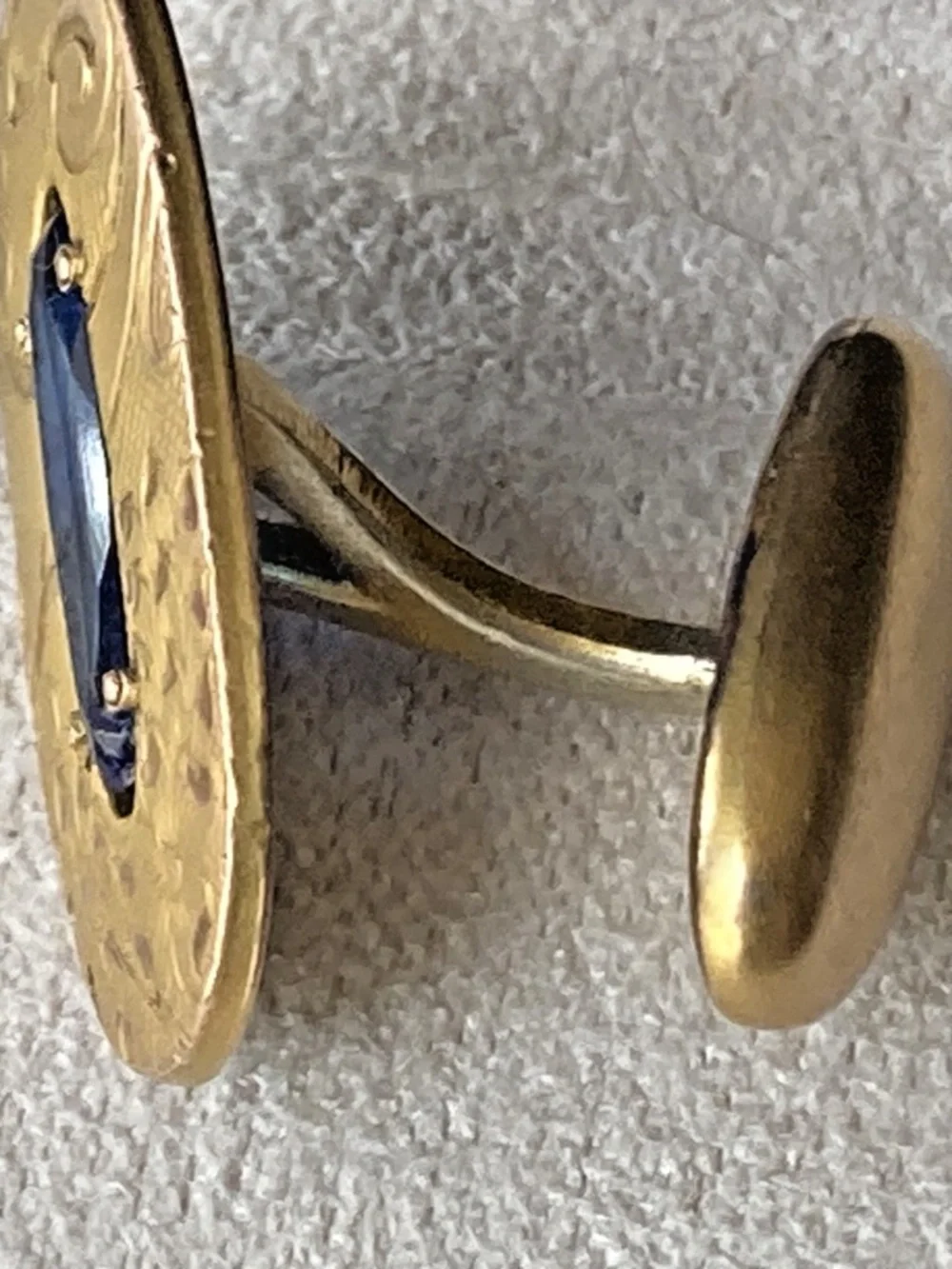 Antique HA & Co Gold Filled Blue Glass Cufflink Single Edwardian c1900